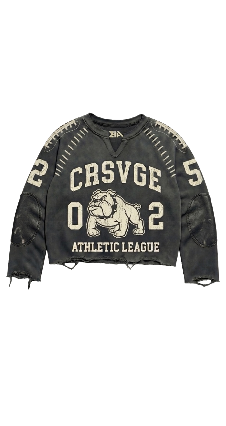 Bulldog Athletic crop longsleeve in Washed Black colorway