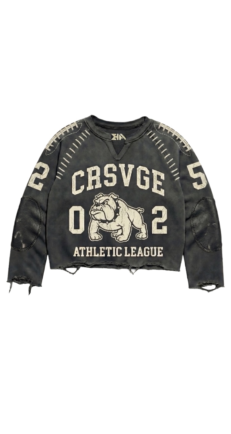 Bulldog Athletic crop longsleeve in Washed Black colorway